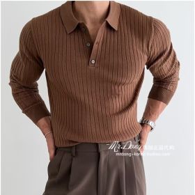 Solid Color Inner Wear Knitted Bottoming Shirt Top (Option: Dark Brown-M)