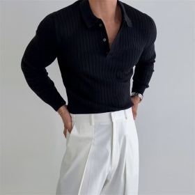 Solid Color Inner Wear Knitted Bottoming Shirt Top (Option: Black-M)