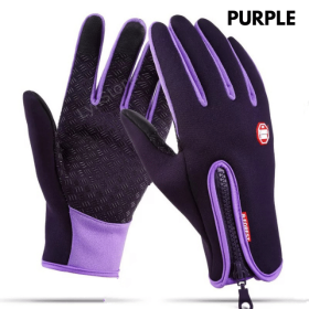 Winter Gloves Touch Screen Riding Motorcycle Sliding Waterproof Sports Gloves With Fleece (Option: Purple-S)