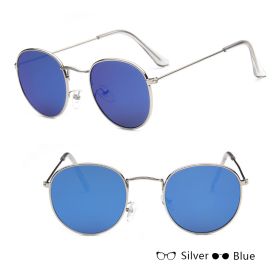 Women Retro Sunglasses (Option: Silver + Blue)