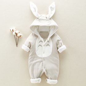 The new cotton padded cotton baby romper thickened chinchilla hooded cotton baby Onesies newborn go climbing clothes (Option: Gray-80cm)