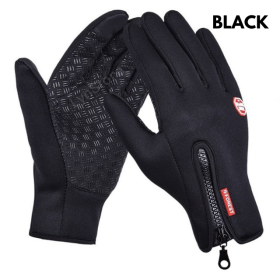 Winter Gloves Touch Screen Riding Motorcycle Sliding Waterproof Sports Gloves With Fleece (Option: Black-S)