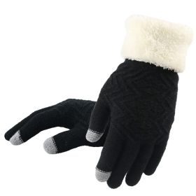 Winter knitted gloves (Color: Black)