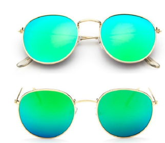 Women Retro Sunglasses (Option: Gold + Green)