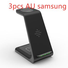 3 In 1 Fast Charging Station Wireless Charger Stand Wireless Quick Charge Dock For Phone Holder (Option: Black 3pcs-Samsung AU)