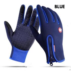 Winter Gloves Touch Screen Riding Motorcycle Sliding Waterproof Sports Gloves With Fleece (Option: Blue-S)