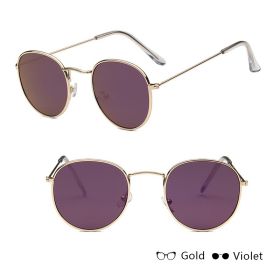 Women Retro Sunglasses (Option: Gold + Purple)