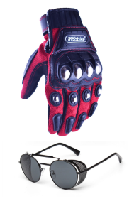 Motorcycle Gloves and Glasses Set (Option: Gules-L)