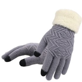 Winter knitted gloves (Color: Grey)