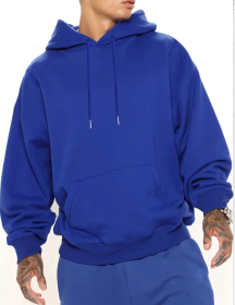 Men's Solid Color Hooded Jumper (Option: Blue-3XL)