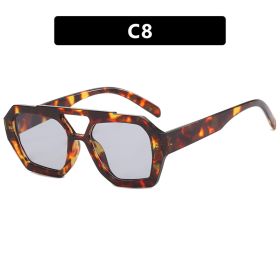 Ins Big Frame Leopard Sunglasses Summer Sunshade Beach Vacation Glasses (Option: C8)