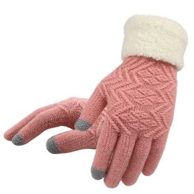 Winter knitted gloves (Color: Pink)