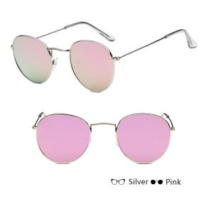 Women Retro Sunglasses (Option: Silver+pink)