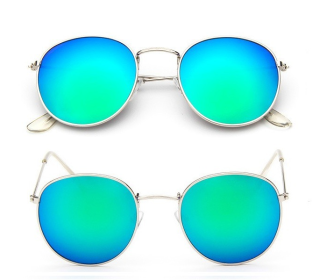 Women Retro Sunglasses (Option: Silver + Green)