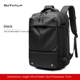 Travel Backpack Men's Business Multifunction Computer Bag Vacuum Compression Large-capacity Backpack (Option: Black-19 Inch)