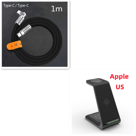 3 In 1 Fast Charging Station Wireless Charger Stand Wireless Quick Charge Dock For Phone Holder (Option: Black Set4-Apple US plug)