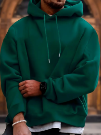 Men's Solid Color Hooded Jumper (Option: Green-3XL)