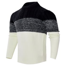 Men's Casual Color Block Long Sleeve Cable Knit Pullover Sweater (Option: Black-XL)