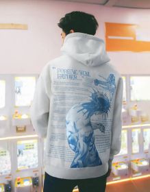 Men's And Women's Casual Printed Hooded Sweater (Option: JQ5234 Blue Word White-M)